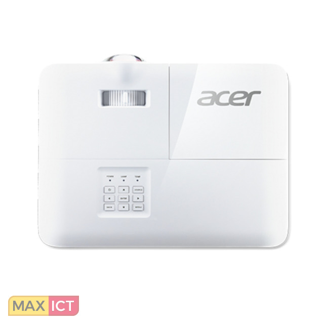 Acer Education S1286H Projector helderheid 3500 ANSI lumens Projectietechnologie DLP Projector native resolution XGA 1024x768 Type lichtbron Lamp Levensduur van de lichtbron 5000 uur Levensduur van de lichtbron besparingsmodus 6000 uur Focus Handmatig Brandpuntbereik 715 715 mm Diafragma FF 27 27 Formaat analoog signaal NTSCPALSECAM Ondersteunde grafische resoluties 1024 x 768 XGA1600 x 1200 UXGA1680 x 1050 WSXGA1920 x 1200 WUXGA Ondersteunde videomodi 480i480p576i576p720i1080i1080p Soort seriele aanslu