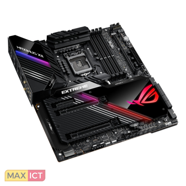 Asus MAXIMUS XII EXTREME Processorfabrikant Intel Processor socket LGA 1200 Compatibele processors Intel Celeron Intel Pentium G Ondersteunde geheugen types DDR4SDRAM Geheugen slots type DIMM Supported memory clock speeds 21332400266628002933300032003333340034663600373338664000413342664400450046004700 Ondersteunde opslagstationinterfaces M2 SATA Ethernet interface type 25 Gigabit Ethernet LAN controller Aquantia AQC107 WiFistandaarden 80211a80211b80211gWiFi 4 80211nWiFi 5 80211acWiFi 6 80211ax Component v