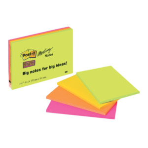 3M 6445-4SS zelfklevend notitiepapier Rechthoek Groen, Oranje, Roze, Geel 45 vel Zelfplakkend