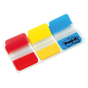 3M Post-It Tabs, 1 inch Solid, Red, Yellow, Blue, 22 Tabs/Color, 66/Dispenser zelfklevendevende tab Blauw, Rood, Geel