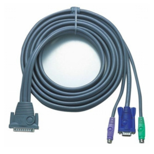 Aten PS/2 KVM Cable, 10m toetsenbord-video-muis (kvm) kabel Grijs
