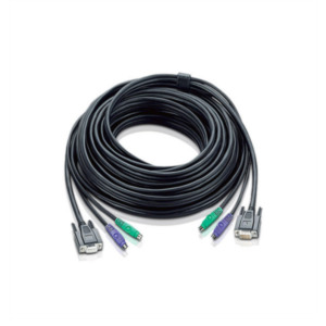 Aten PS/2 KVM Cable, 10m toetsenbord-video-muis (kvm) kabel Zwart