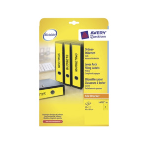 Avery Border Binder Labels, Yellow 61 x 297mm (20)