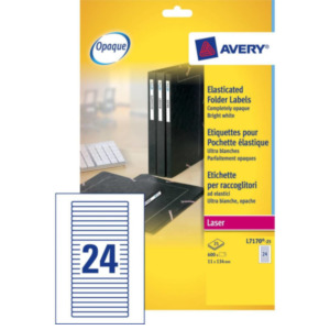 Avery Etiketten voor Geplastificeerde Folders, wit, 134,0 x 11,0 mm, permanent klevend