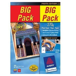 Avery Inkjet Photo Paper 2x20 Sheets papier voor inkjetprinter A4 (210x297 mm) Hoogglans Wit