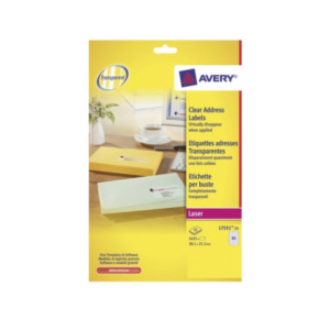 Avery L7551-25 printeretiket Transparant