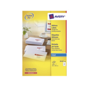 Avery White Address Label - Inkjet - J8160 Wit