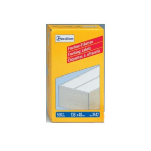 Barkan Avery Frankeeretiketten, wit, 138,0 x 48,0 mm, permanent klevend