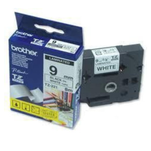 Brother Black on White Gloss Laminated Tape, 9mm labelprinter-tape TZ