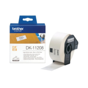 Brother Brother Originele DK-11208 voorstanst groot adreslabel – papier - zwart op wit, 38 mm x 90 mm