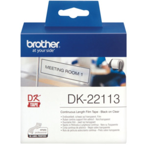 Brother Brother Originele DK-22113 doorlopende labelrol – film - zwart op transparant, breedte 62 mm.