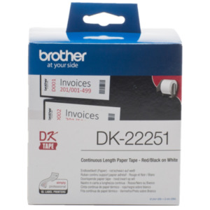 Brother Brother Originele DK-22251 doorlopende labelrol - papier – zwart en rood op wit, breedte 62 mm