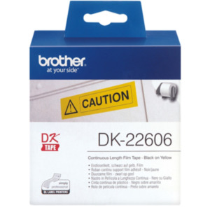 Brother Brother Originele DK-22606 doorlopende labelrol – film, zwart op geel - breedte 62 mm