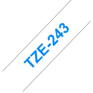 Brother Brother Originele TZe-243 label tapecassette – blauw op wit, breedte 18 mm