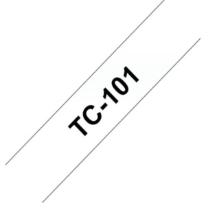 Brother TC-101 labelprinter-tape Zwart op zilver