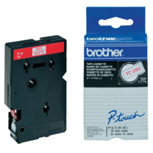 Brother TC-292 labelprinter-tape Rood op wit