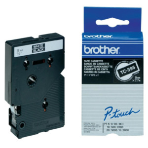 Brother TC-395 labelprinter-tape Wit op zwart