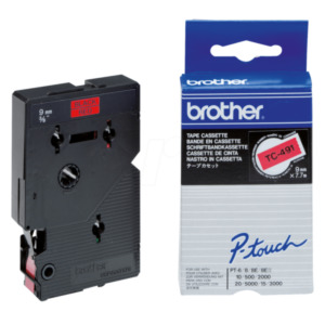 Brother TC-491 labelprinter-tape Zwart op rood