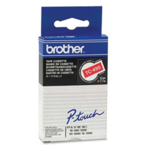 Brother TC-495 labelprinter-tape Wit op rood