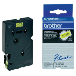 Brother TC-691 labelprinter-tape Zwart op geel