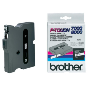 Brother TX-211 labelprinter-tape Zwart op wit