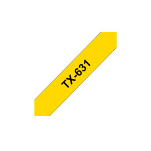 Brother TX-631 labelprinter-tape Zwart op geel