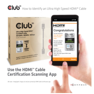 CLUB3D Ultra High Speed HDMI™2.1 Kabel 10K 120Hz 48Gbps Male/Male 2 meter HDMI kabel