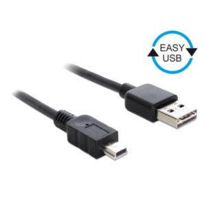 DeLOCK 0.5m, USB2.0-A/USB2.0 Mini-B USB-kabel 0,5 m USB A USB B Zwart