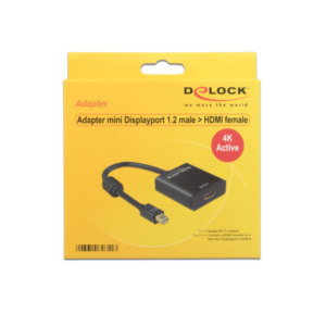 DeLOCK 62611 video kabel adapter 0,2 m Mini DisplayPort HDMI Type A (Standaard) Zwart