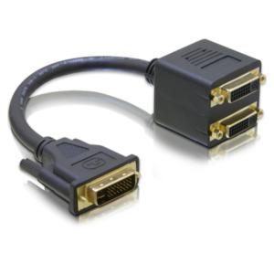 DeLOCK Adapter DVI29 male to 2x DVI29 female DVI kabel 0,2 m 2 x DVI Zwart