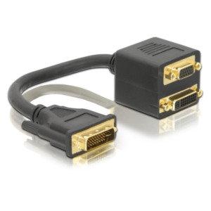 DeLOCK Adapter DVI29 male to DVI29 + VGA female 0,2 m DVI DVI + VGA (D-Sub) Zwart