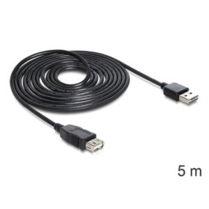 DeLOCK EASY-USB 2.0-A - USB 2.0-A, 5m USB-kabel USB A Zwart