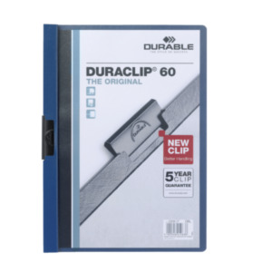 Durable Duraclip 60 PVC Blauw, Transparant stofklepmap