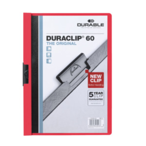 Durable Duraclip 60 PVC Rood, Transparant stofklepmap