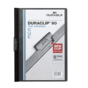 Durable Duraclip 60 PVC Zwart, Transparant stofklepmap