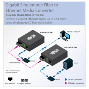 Eaton Tripp Lite N785-INT-SC-SM netwerk media converter 1000 Mbit/s 1310 nm Single-mode Zwart