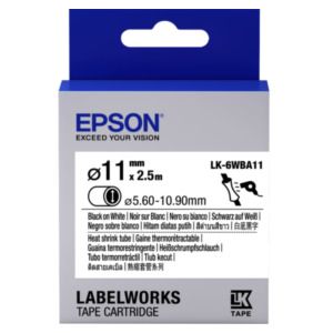 Epson Label Cartridge Heat Shrink Tube (HST) LK-6WBA11, zwart/wit D11 mm (2,5 m)