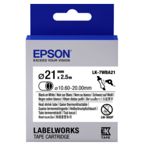 Epson Label Cartridge Heat Shrink Tube (HST) LK-7WBA21, zwart/wit D21 mm (2,5 m)