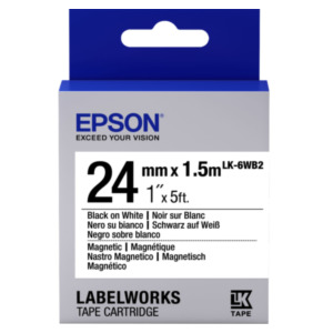 Epson Label Cartridge Magnetic LK-6WB2, zwart/wit 24 mm (1,5 m)