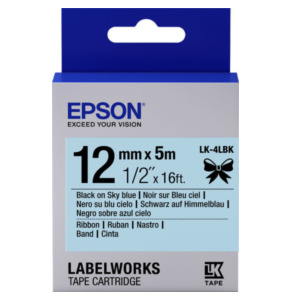 Epson Label Cartridge Satin Ribbon LK-4LBK zwart/lichtblauw 12 mm (5 m)
