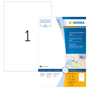 Hama HERMA Etiketten transparant mat A4 210x297 mm folie 100 st.