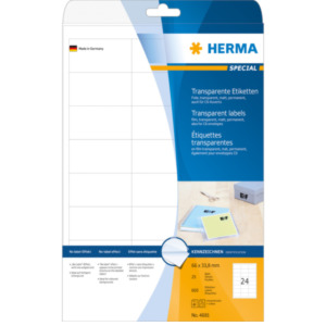 Herma 4681 printeretiket Transparant Zelfklevend printerlabel