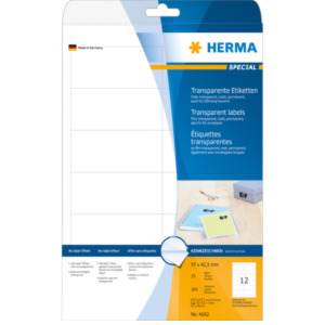 Herma 4682 printeretiket Transparant Zelfklevend printerlabel