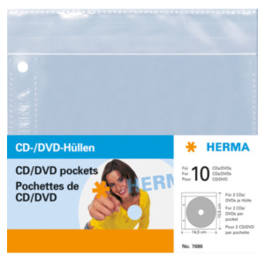 Herma 7686 Opbergmap/sleeve 2schijven Transparant CD-doosje