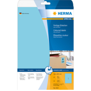 Herma Etiketten blauw 210x297 A4 20 st