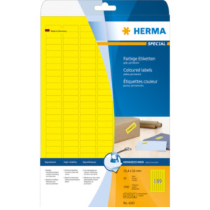Herma Etiketten geel 25.4x10 A4 3780 st.