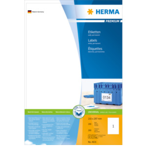 Herma Etiketten wit 210x297 Premium A4 200 st