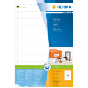 Herma Etiketten wit 66x25.4 Premium A4 6600 st