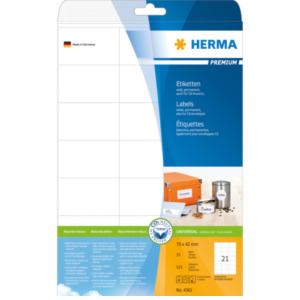Herma Etiketten wit 70x42 Premium A4 525 st.