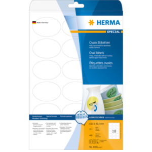 Herma Etiketten wit Movables/verwijd. 63.5x42.3 mm ovaal A4